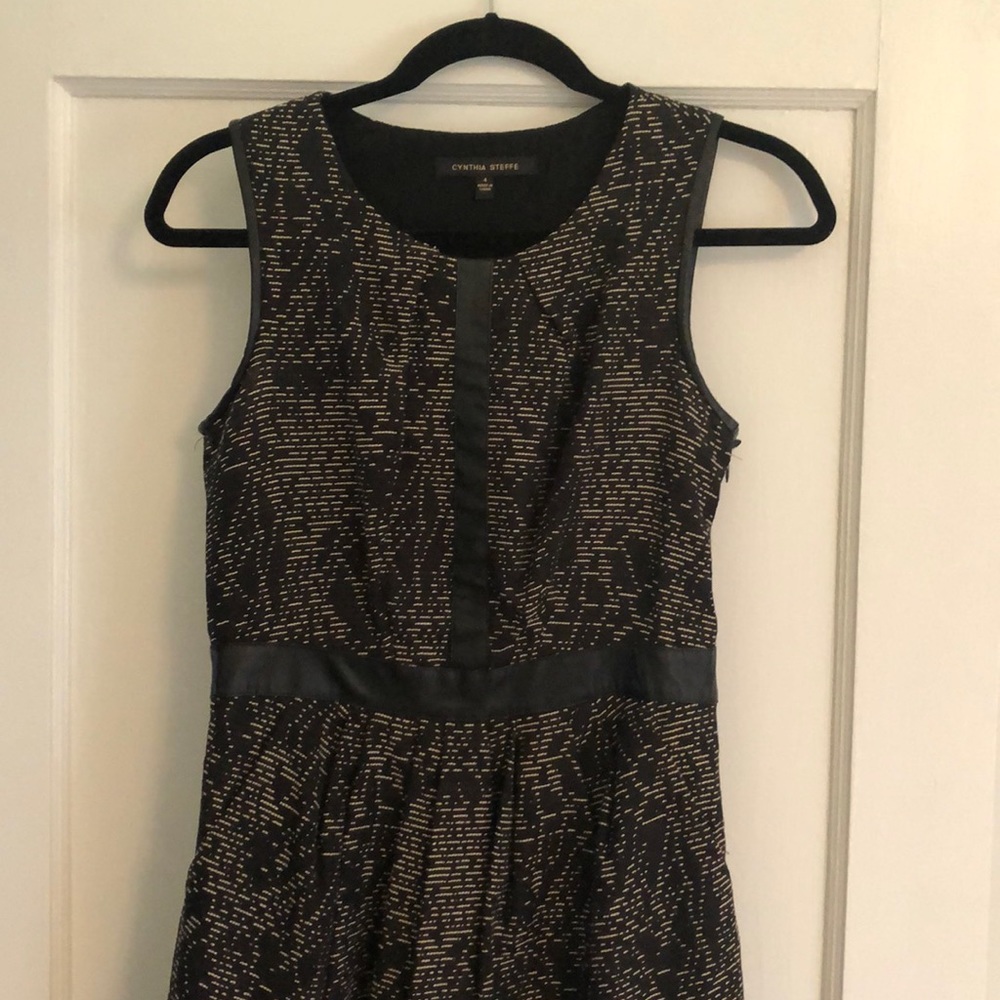 Cynthia Steffe tweed and faux leather dress